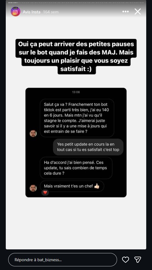 Avis client - +140 followers en 6 jours